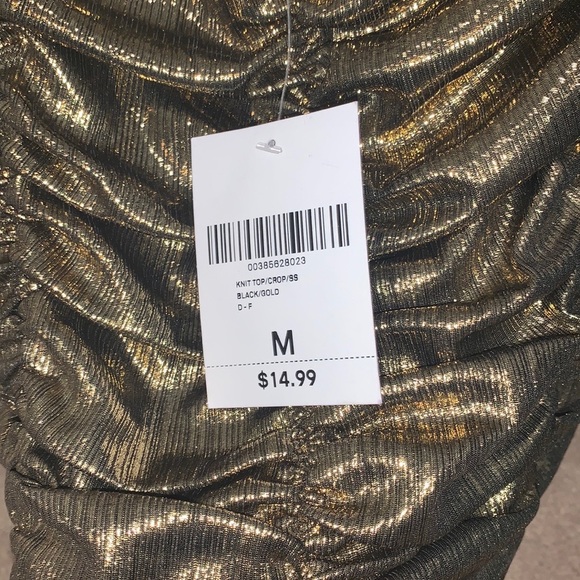 FOREVER21 Low Neck Cropped Off-sleeve Golden Glittery top - Picture 4 of 4
